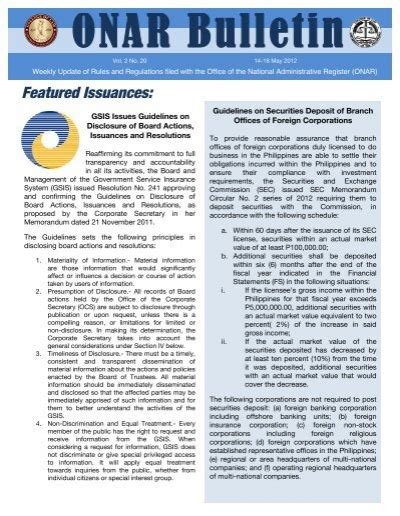 ONAR – Bulletins and Issuances.